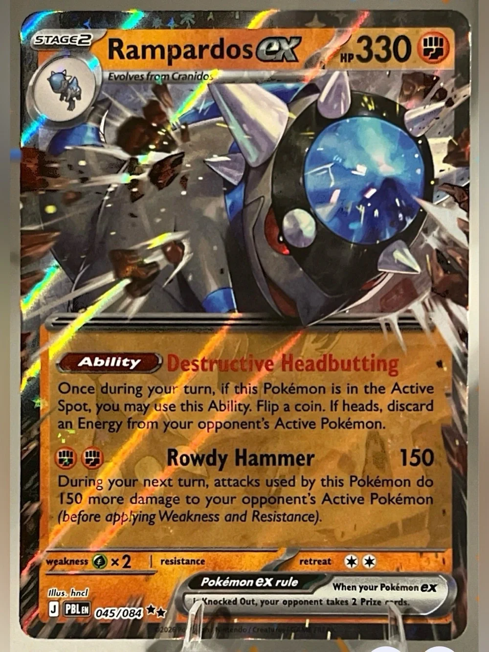 Pokémon TCG: Pitch Black - RAMPARDOS EX 045/084 NM